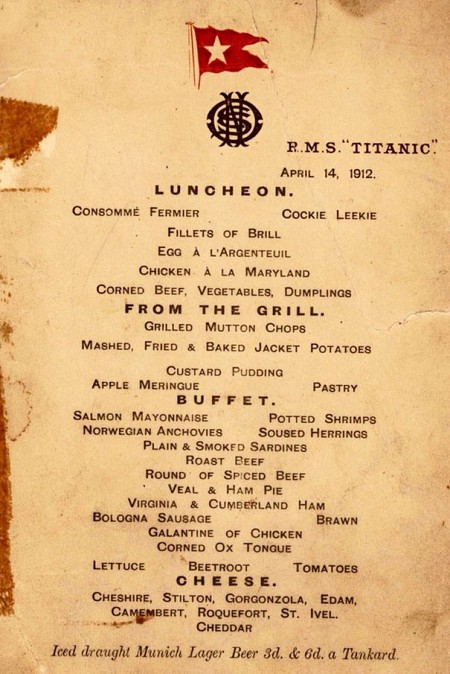 Bí ẩn Thực Đơn Cuối Cùng Trên Tàu Titanic